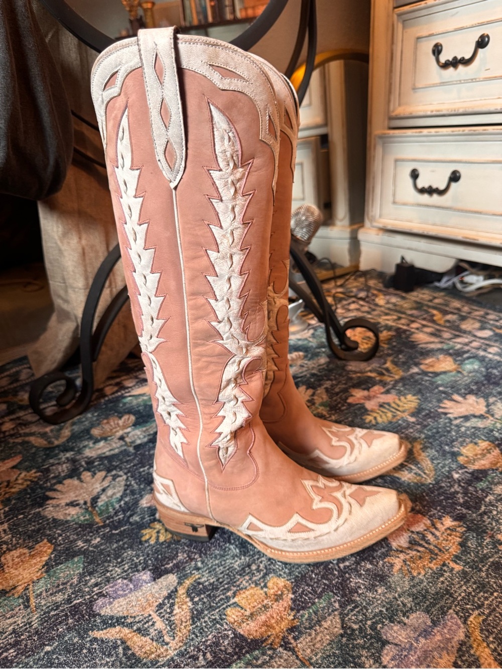 Lane Chase the Wind Knee High Western Boots in Blush Pink